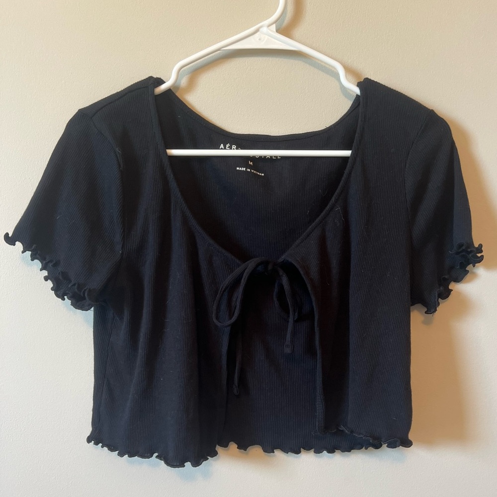 Aeropostale Black Tie Crop Top